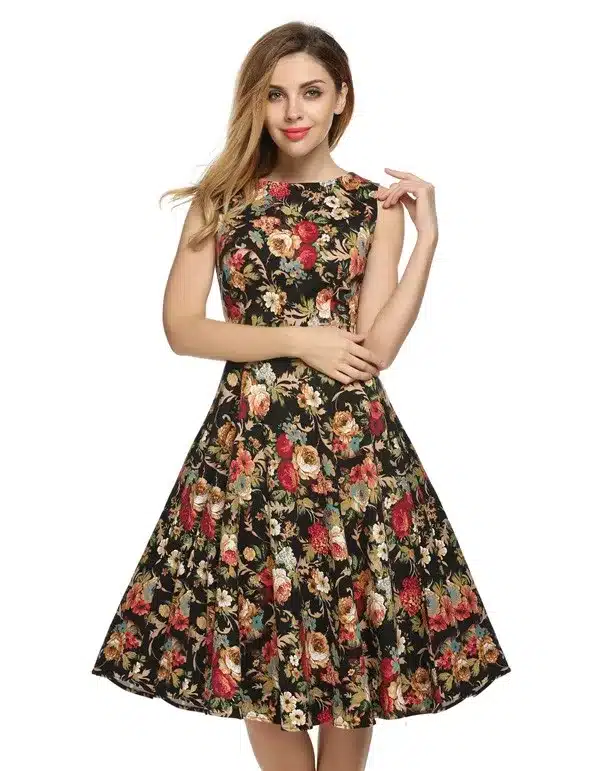 ACEVOG Women Dress Retro Vintage 1950s 60s Rockabilly Floral Swing Summer Dresses Elegant Bow-knot Tunic Vestidos Robe Oversize 24