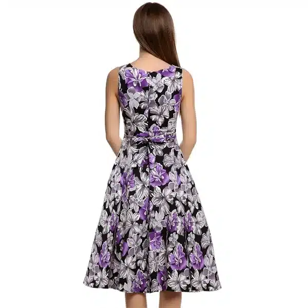 ACEVOG Women Dress Retro Vintage 1950s 60s Rockabilly Floral Swing Summer Dresses Elegant Bow-knot Tunic Vestidos Robe Oversize 27
