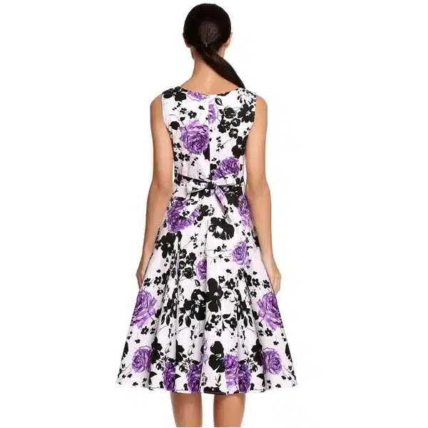 ACEVOG Women Dress Retro Vintage 1950s 60s Rockabilly Floral Swing Summer Dresses Elegant Bow-knot Tunic Vestidos Robe Oversize 29
