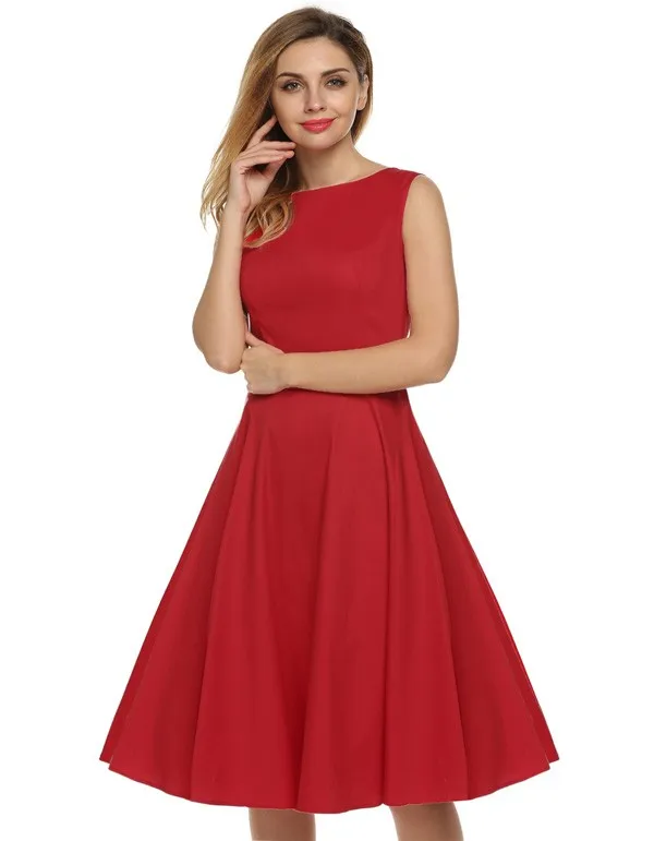 ACEVOG Women Dress Retro Vintage 1950s 60s Rockabilly Floral Swing Summer Dresses Elegant Bow-knot Tunic Vestidos Robe Oversize 40