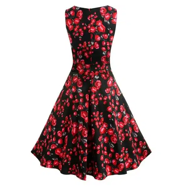 ACEVOG Women Dress Retro Vintage 1950s 60s Rockabilly Floral Swing Summer Dresses Elegant Bow-knot Tunic Vestidos Robe Oversize 49