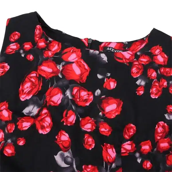 ACEVOG Women Dress Retro Vintage 1950s 60s Rockabilly Floral Swing Summer Dresses Elegant Bow-knot Tunic Vestidos Robe Oversize 50