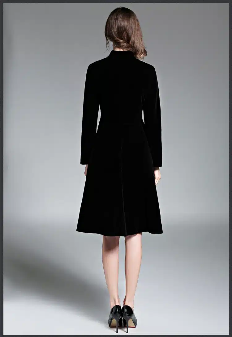 Elegant Black Velvet Dress Winter Dresses Women 2017 Vestido Vintage Long Sleeve Ladies Dresses Tunique Femme Dames Jurken 72990 15