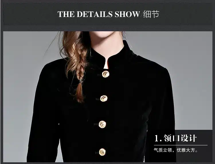 Elegant Black Velvet Dress Winter Dresses Women 2017 Vestido Vintage Long Sleeve Ladies Dresses Tunique Femme Dames Jurken 72990 16
