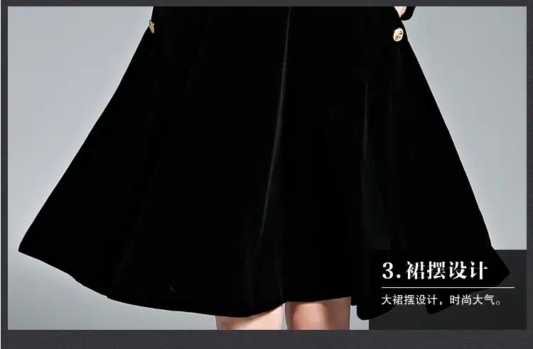 Elegant Black Velvet Dress Winter Dresses Women 2017 Vestido Vintage Long Sleeve Ladies Dresses Tunique Femme Dames Jurken 72990 18