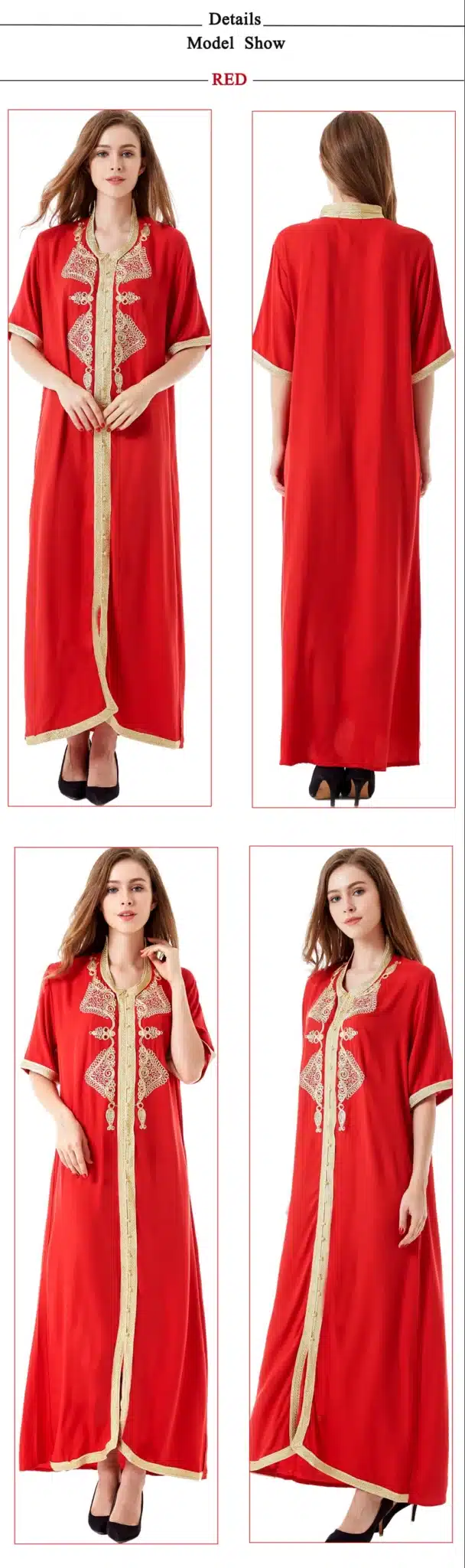 Women islamic clothing Maxi Long sleeve long Dress moroccan Kaftan embroidery dress vintage abaya Muslim Robes gown hijab style 14