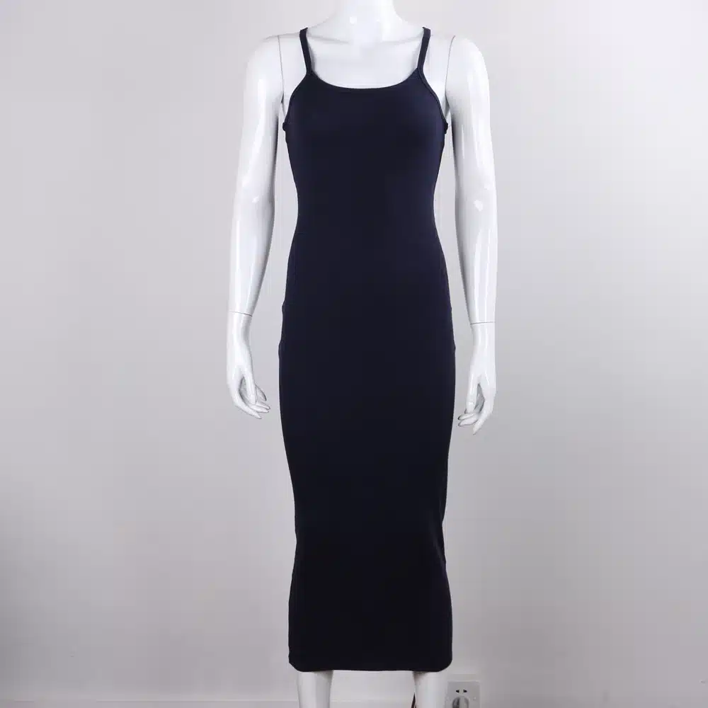 Nadafair Strap Mid-Calf Stretch Cotton Summer Long Dress Women 2017 Casual Sexy Club Bodycon Skinny Party Dress Vestidos 16