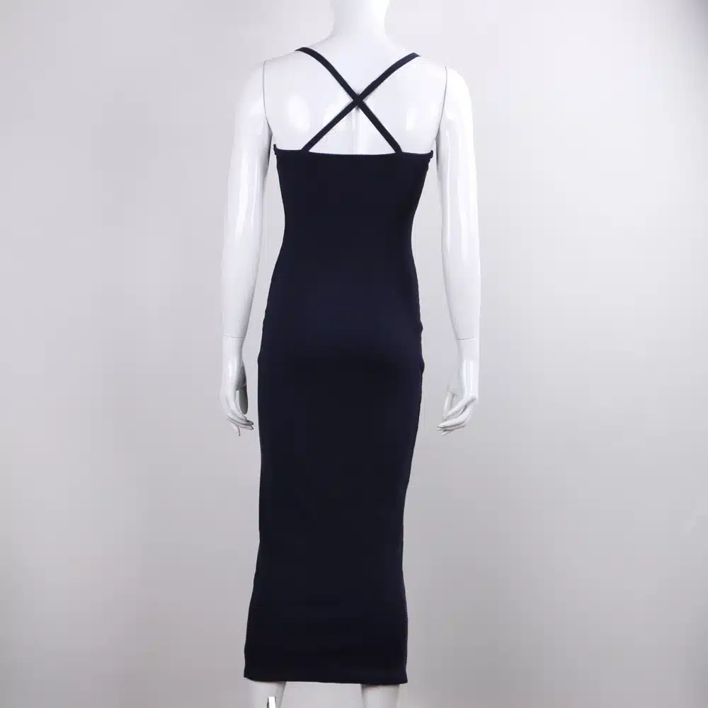 Nadafair Strap Mid-Calf Stretch Cotton Summer Long Dress Women 2017 Casual Sexy Club Bodycon Skinny Party Dress Vestidos 19