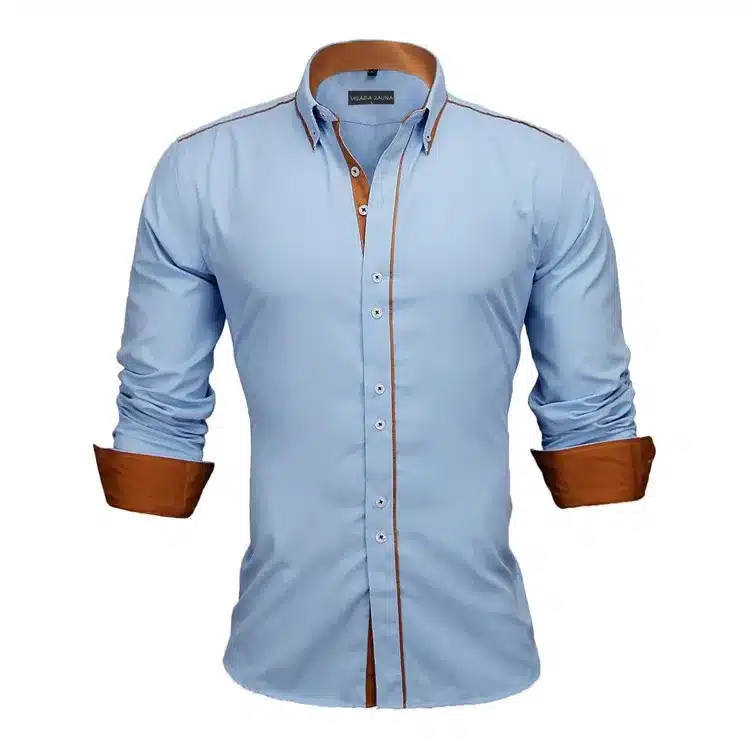 VISADA JAUNA Men Shirts Europe Size New Arrivals Slim Fit Male Shirt Solid Long Sleeve British Style Cotton Men's Shirt N332 14