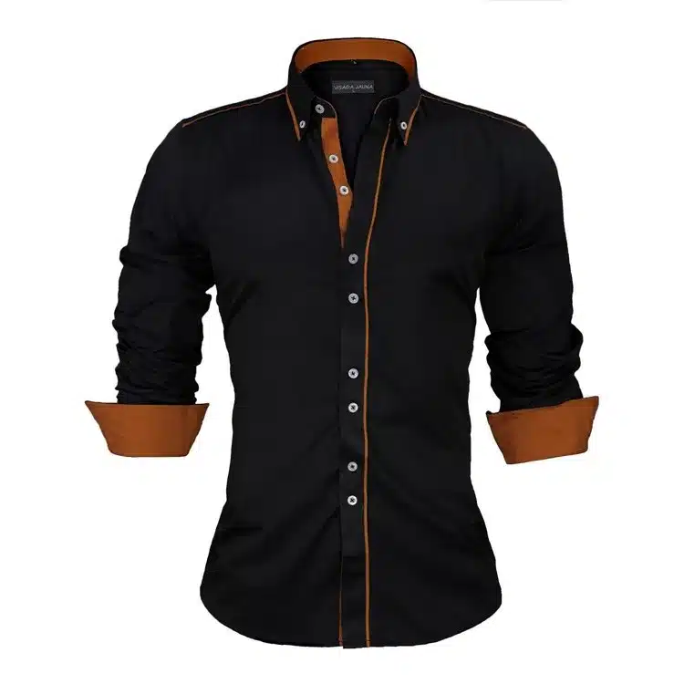 VISADA JAUNA Men Shirts Europe Size New Arrivals Slim Fit Male Shirt Solid Long Sleeve British Style Cotton Men's Shirt N332 18