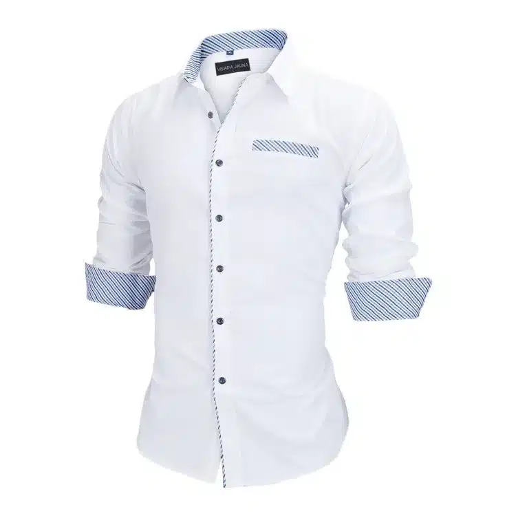 VISADA JAUNA Men Shirts Europe Size New Arrivals Slim Fit Male Shirt Solid Long Sleeve British Style Cotton Men's Shirt N332 21