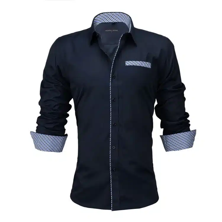 VISADA JAUNA Men Shirts Europe Size New Arrivals Slim Fit Male Shirt Solid Long Sleeve British Style Cotton Men's Shirt N332 22