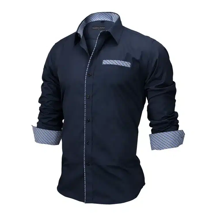 VISADA JAUNA Men Shirts Europe Size New Arrivals Slim Fit Male Shirt Solid Long Sleeve British Style Cotton Men's Shirt N332 23