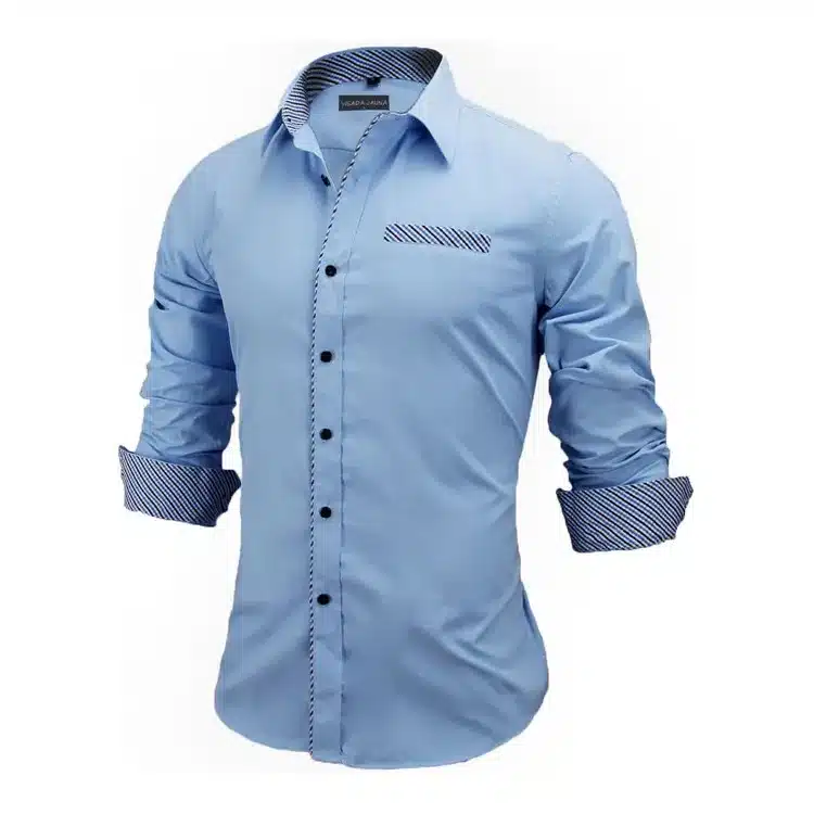 VISADA JAUNA Men Shirts Europe Size New Arrivals Slim Fit Male Shirt Solid Long Sleeve British Style Cotton Men's Shirt N332 25