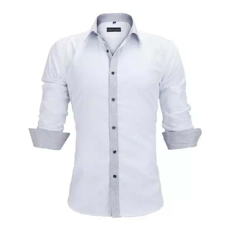 VISADA JAUNA Men Shirts Europe Size New Arrivals Slim Fit Male Shirt Solid Long Sleeve British Style Cotton Men's Shirt N332 28