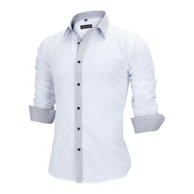 VISADA JAUNA Men Shirts Europe Size New Arrivals Slim Fit Male Shirt Solid Long Sleeve British Style Cotton Men's Shirt N332 29