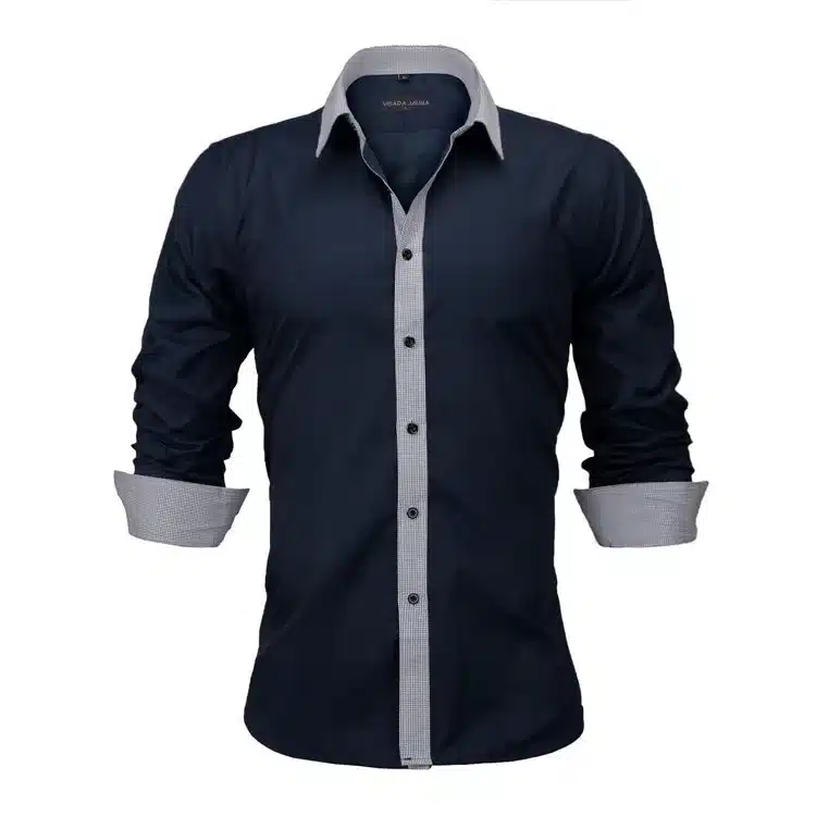 VISADA JAUNA Men Shirts Europe Size New Arrivals Slim Fit Male Shirt Solid Long Sleeve British Style Cotton Men's Shirt N332 30