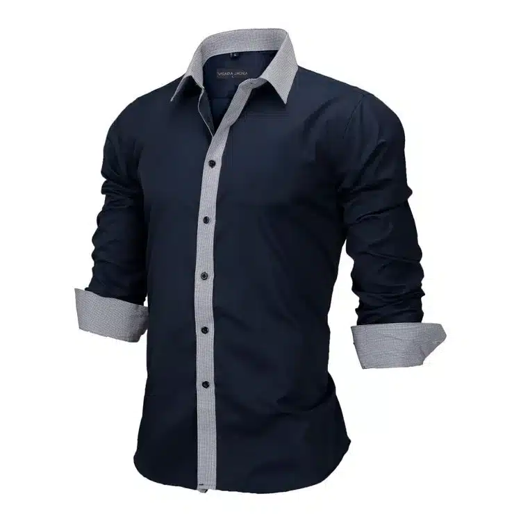 VISADA JAUNA Men Shirts Europe Size New Arrivals Slim Fit Male Shirt Solid Long Sleeve British Style Cotton Men's Shirt N332 31