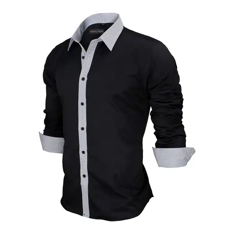 VISADA JAUNA Men Shirts Europe Size New Arrivals Slim Fit Male Shirt Solid Long Sleeve British Style Cotton Men's Shirt N332 34