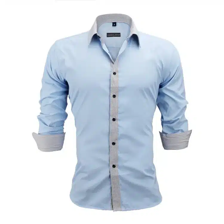 VISADA JAUNA Men Shirts Europe Size New Arrivals Slim Fit Male Shirt Solid Long Sleeve British Style Cotton Men's Shirt N332 35