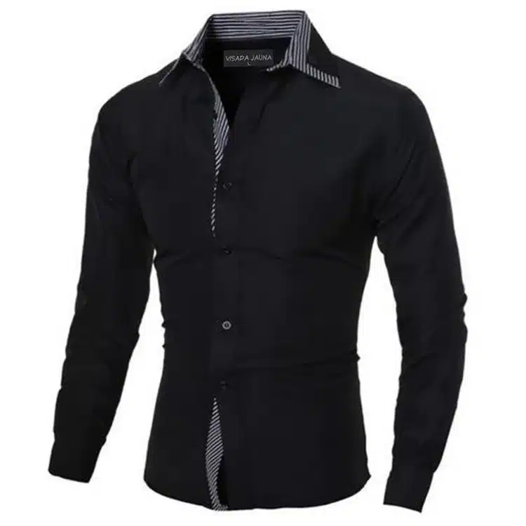 VISADA JAUNA Men Shirts Europe Size New Arrivals Slim Fit Male Shirt Solid Long Sleeve British Style Cotton Men's Shirt N332 36