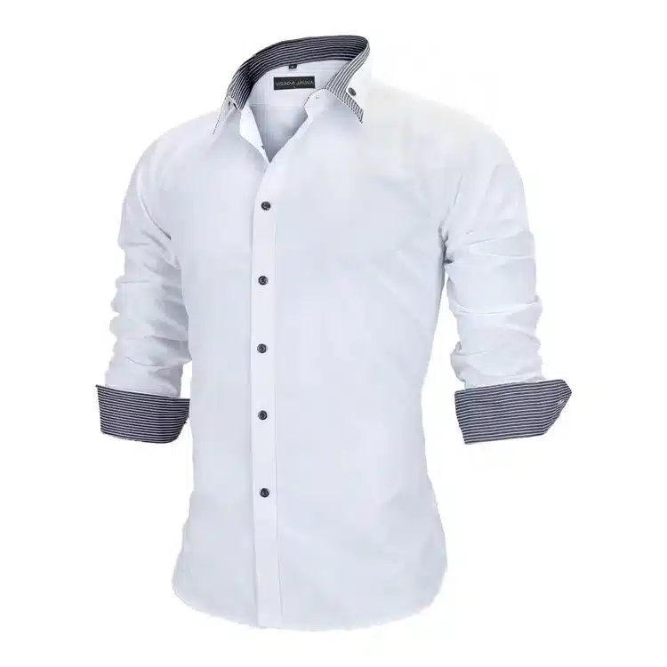 VISADA JAUNA Men Shirts Europe Size New Arrivals Slim Fit Male Shirt Solid Long Sleeve British Style Cotton Men's Shirt N332 38