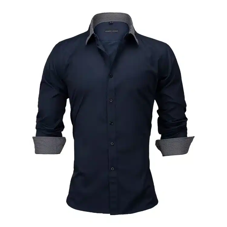 VISADA JAUNA Men Shirts Europe Size New Arrivals Slim Fit Male Shirt Solid Long Sleeve British Style Cotton Men's Shirt N332 39