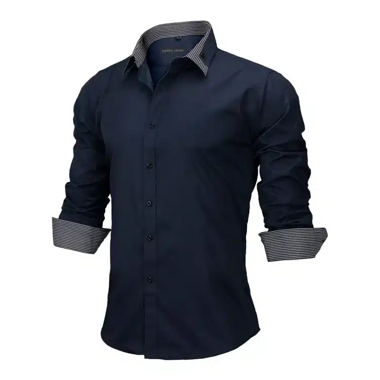 VISADA JAUNA Men Shirts Europe Size New Arrivals Slim Fit Male Shirt Solid Long Sleeve British Style Cotton Men's Shirt N332 40
