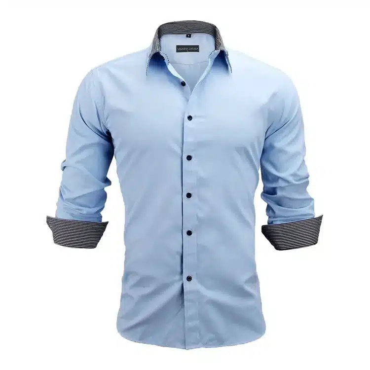 VISADA JAUNA Men Shirts Europe Size New Arrivals Slim Fit Male Shirt Solid Long Sleeve British Style Cotton Men's Shirt N332 42