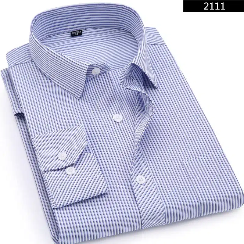Plus Large Size 8XL 7XL 6XL 5XL 4XL Mens Business Casual Long Sleeved Shirt Classic Striped Male Social Dress Shirts 6