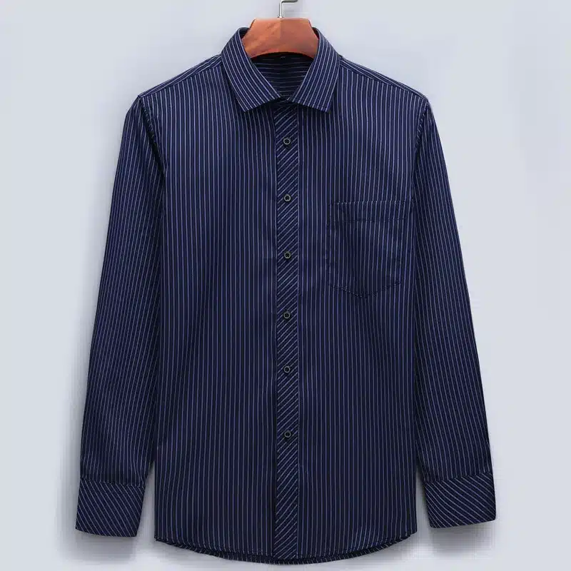Plus Large Size 8XL 7XL 6XL 5XL 4XL Mens Business Casual Long Sleeved Shirt Classic Striped Male Social Dress Shirts 7