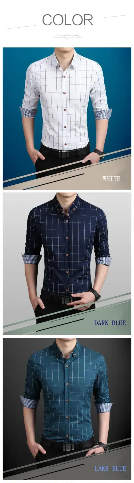 ZhenZhou Plaid Men Shirts Tailoring Slim Fit M-5XL 100% Cotton Mens Dress Shirts Male Clothes Social Casual Shirt Men Brand 2