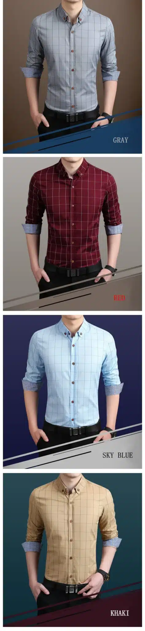 ZhenZhou Plaid Men Shirts Tailoring Slim Fit M-5XL 100% Cotton Mens Dress Shirts Male Clothes Social Casual Shirt Men Brand 3