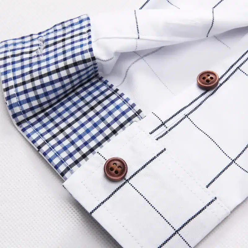 ZhenZhou Plaid Men Shirts Tailoring Slim Fit M-5XL 100% Cotton Mens Dress Shirts Male Clothes Social Casual Shirt Men Brand 8