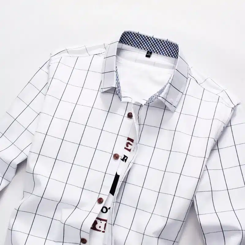 ZhenZhou Plaid Men Shirts Tailoring Slim Fit M-5XL 100% Cotton Mens Dress Shirts Male Clothes Social Casual Shirt Men Brand 9