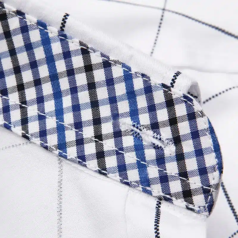 ZhenZhou Plaid Men Shirts Tailoring Slim Fit M-5XL 100% Cotton Mens Dress Shirts Male Clothes Social Casual Shirt Men Brand 11