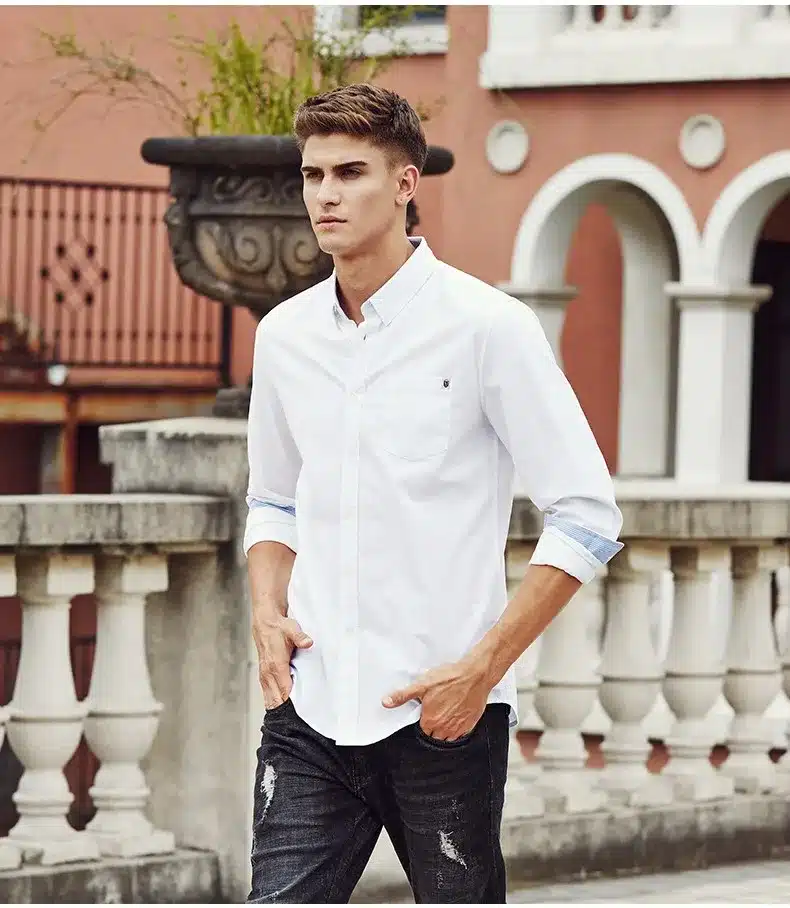 Pioneer Camp casual shirt men brand clothing 2017 new long sleeve slim fit solid male shirt quality 100% cotton white 666211 24