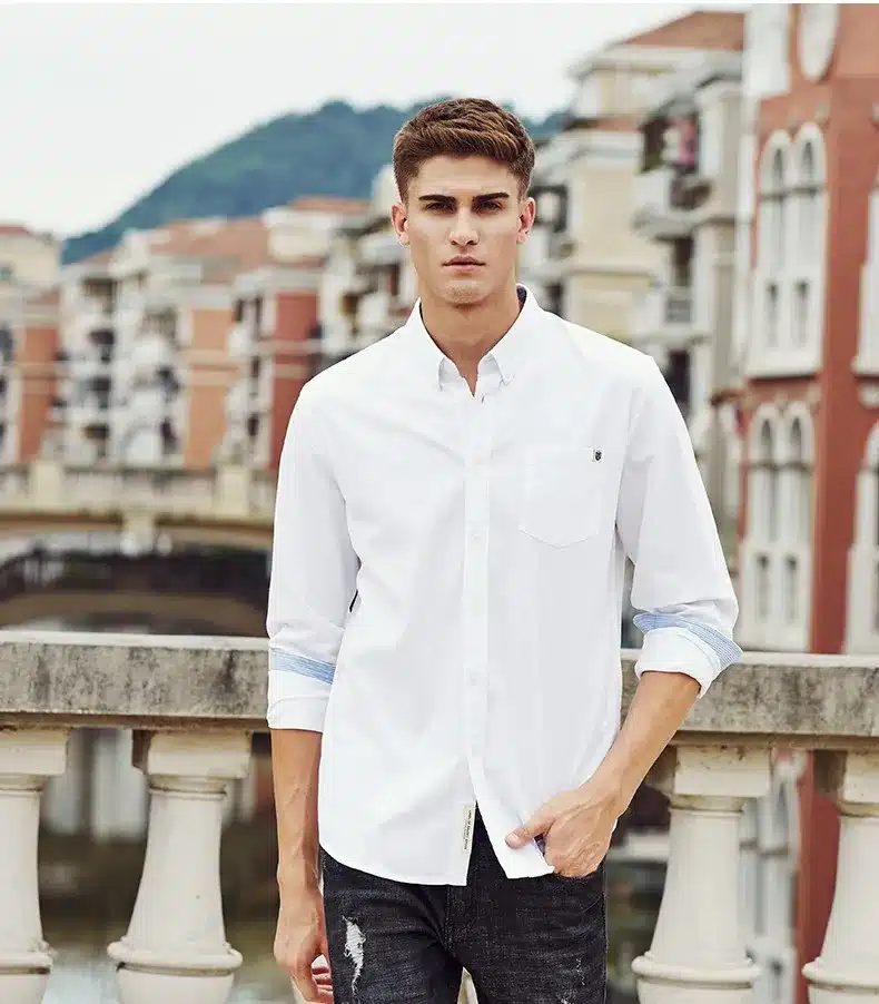 Pioneer Camp casual shirt men brand clothing 2017 new long sleeve slim fit solid male shirt quality 100% cotton white 666211 25