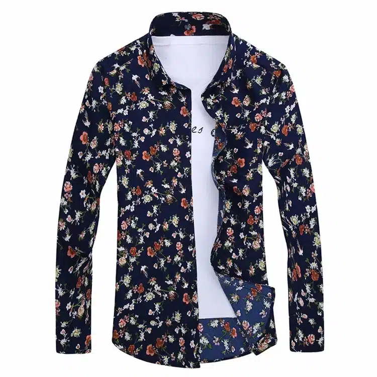2017 Retro Floral Printed Man Casual Shirts Fashion Classic Men Dress Shirt Breathable Men's Long Sleeve Brand Clothing YN552 12