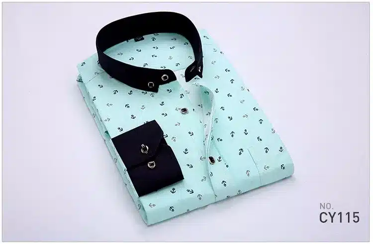 2017 Retro Floral Printed Man Casual Shirts Fashion Classic Men Dress Shirt Breathable Men's Long Sleeve Brand Clothing YN552 14