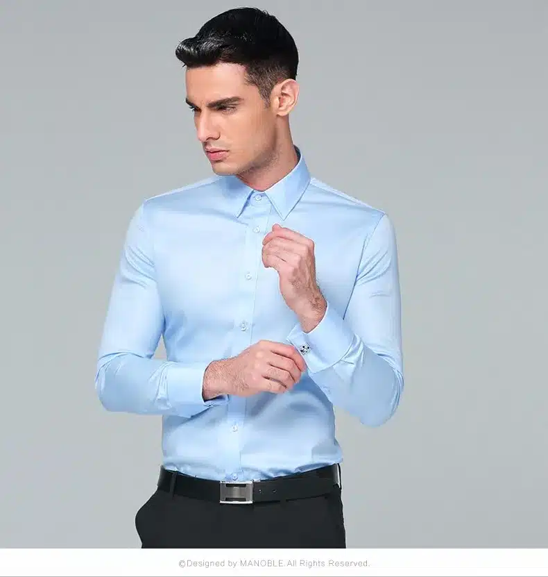 Men's Dress Shirt 100% Cotton 2016 Brands New Regular Fit Cufflink Shirts Business Long Sleeve Business Suits Shirts Solid Color 18