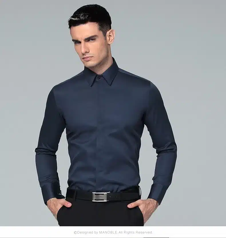 Men's Dress Shirt 100% Cotton 2016 Brands New Regular Fit Cufflink Shirts Business Long Sleeve Business Suits Shirts Solid Color 21