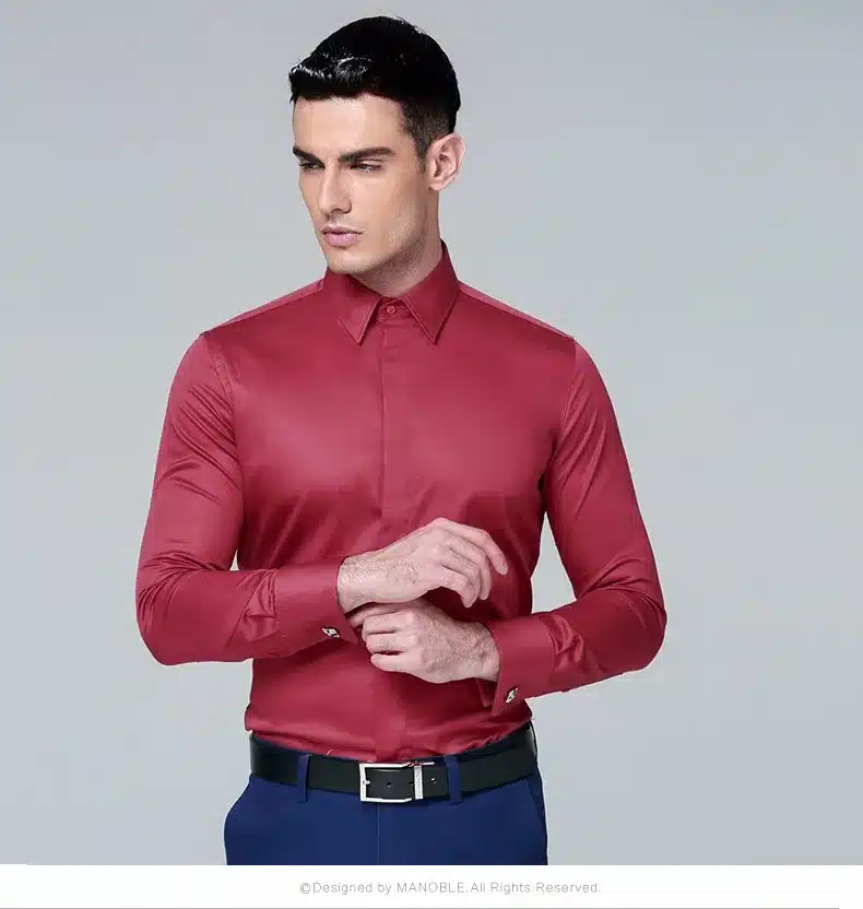 Men's Dress Shirt 100% Cotton 2016 Brands New Regular Fit Cufflink Shirts Business Long Sleeve Business Suits Shirts Solid Color 24
