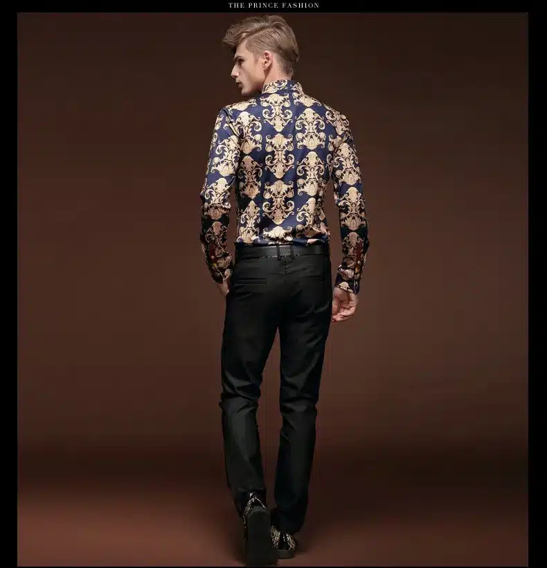 FanZhuan Free shipping new male 2015 autumn and winter men clothes baroque style long-sleeved men casual men shirt personality 10