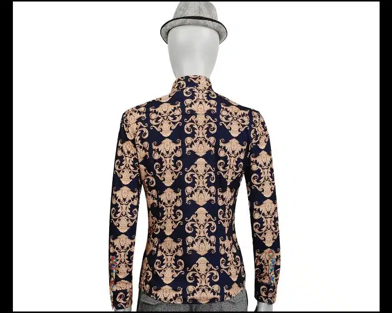 FanZhuan Free shipping new male 2015 autumn and winter men clothes baroque style long-sleeved men casual men shirt personality 15