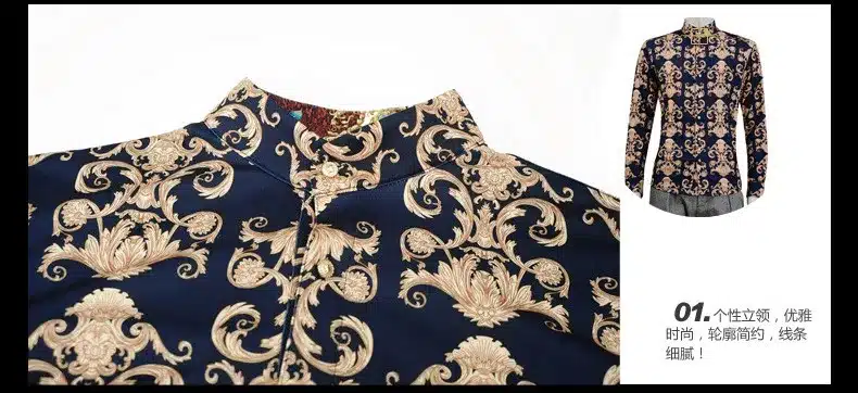 FanZhuan Free shipping new male 2015 autumn and winter men clothes baroque style long-sleeved men casual men shirt personality 16