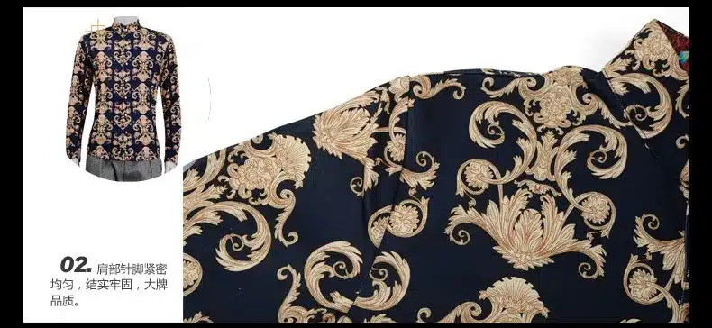 FanZhuan Free shipping new male 2015 autumn and winter men clothes baroque style long-sleeved men casual men shirt personality 17