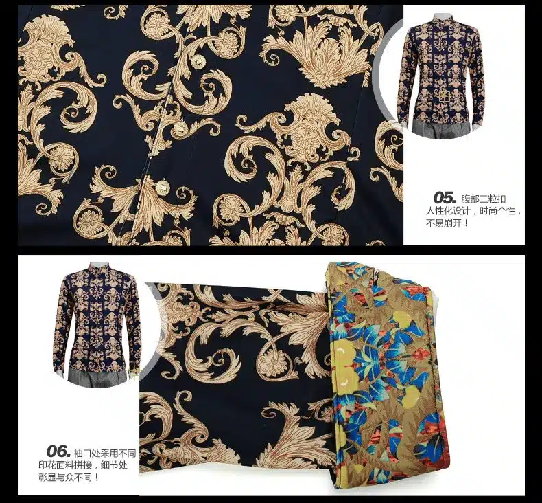 FanZhuan Free shipping new male 2015 autumn and winter men clothes baroque style long-sleeved men casual men shirt personality 20