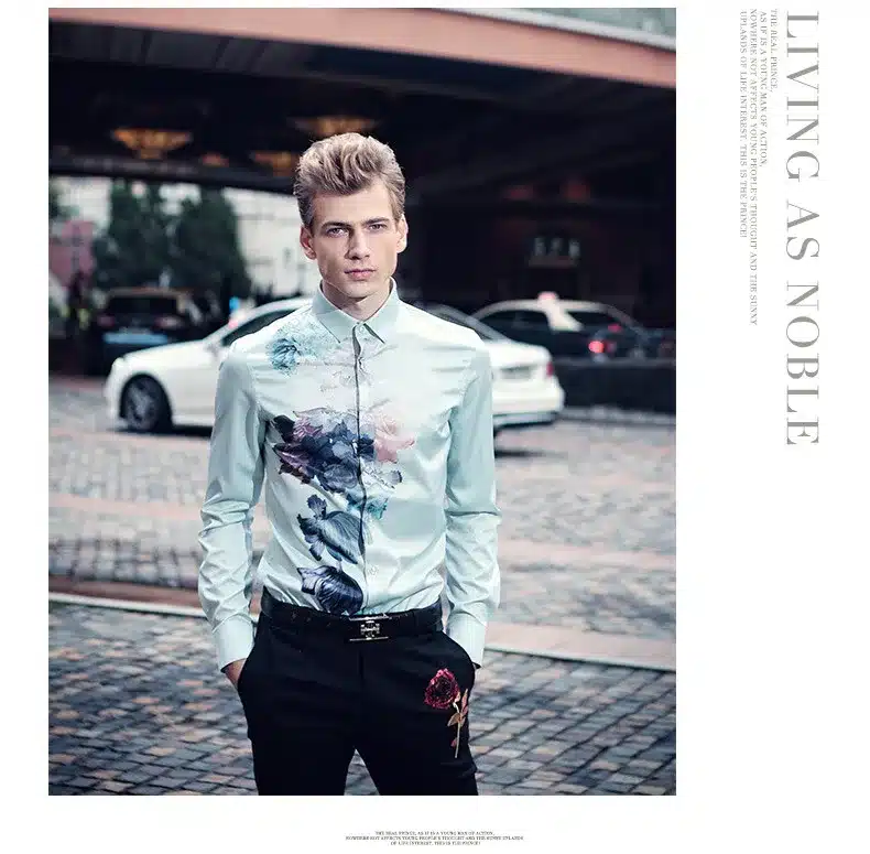 fanzhuan Free shipping New male man Summer casual fashion Men's flower prints Mens Long Sleeved Shirt Korean On Sale 612003 18