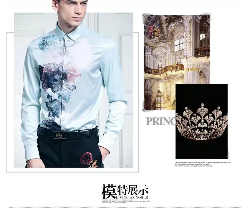 fanzhuan Free shipping New male man Summer casual fashion Men's flower prints Mens Long Sleeved Shirt Korean On Sale 612003 23